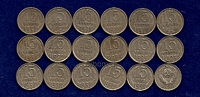 Набор монет 15 копеек 1961-1991гг (18шт, включая 91г - М и Л)