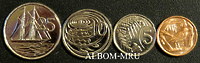 Каймановы острова. Набор 1, 5, 10, 25 центов. 2008г. UNC.